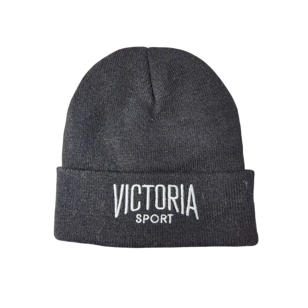 Victoria Secret Sport VSX Logo Knit Beanie Hat Women’s Knit Cap Black NWOT